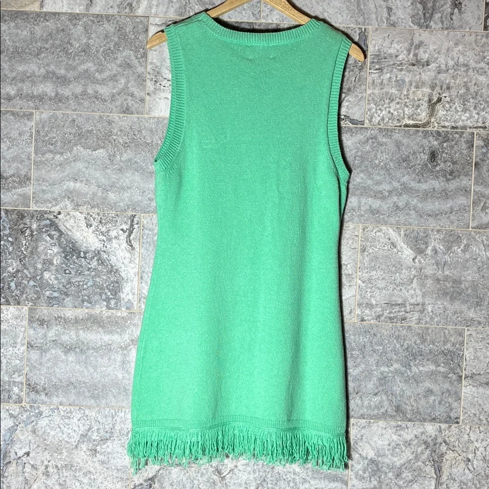 💥HP💥🆕NWT Matthew Bruch Sleeveless Fringe Tank Knit Dress – US 4 – Mint Green - Picture 5 of 8